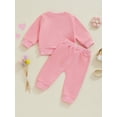 thumbnail image 4 of Suealasg Infant Baby Girls Outfits Toddler Girls Fall Winter 2Pcs Clothes 6M 1T 2T 3T Long Sleeve Crew Neck Rainbow Print Sweatshirt Sweatpants Sets, 4 of 7