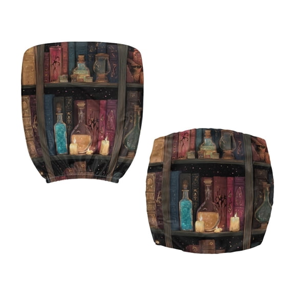 CHAQLIN Vintage Bookshelf Desk Chair Covers, Stretchable Rotating Chair Protectors for Women, Removable Polyester Covers for High Back Armchair