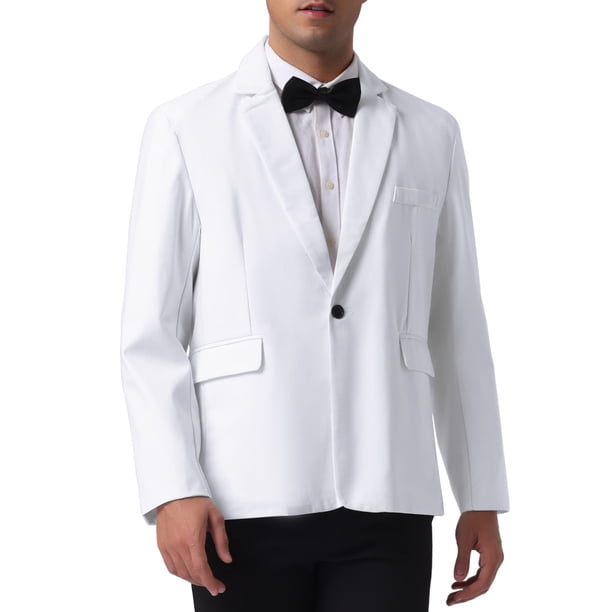 CHAQUETA DE TRAJE DE NEGOCIO SÓLIDA PARA HOMBRES CON SOLAPA NOTCH Y UN BOTÓN S BLANCA