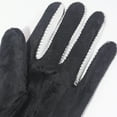 thumbnail image 5 of Opolski 1 Pair Fleece Lining Ribbed Cuffs Adjustable Buttons Full Finger Men Gloves Winter Windproof Touch Screen Faux Leather Cycling Gloves Black, 5 of 7