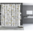 thumbnail image 4 of Daisy Shower Curtain Set Grey Flowers with Bees in Spring Blooming Bathroom Curtain Floral Fabric Curtain for Home Decor with Hooks 72"×72" Inches Yellow White, 4 of 6
