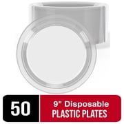 Exquisite Clear 9 Heavy Duty 350 GSM Disposable Plastic Party Plates - 50 Count