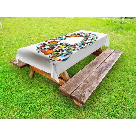 

Letter Q Outdoor Tablecloth Typographic Letter Font Design with Various Gaming Balls Athletic Kids Teamplay Decorative Washable Fabric Picnic Table Cloth 58 X 84 Inches Multicolor by Ambesonne