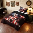 thumbnail image 2 of Manfei Retro Fishing Bass Fish Twin Comforter Sets, American Flag Printed Bedding Set, Red Black White, Black Reversible 2-Piece, 1 Comforter and 1 Pillowcase, 2 of 6
