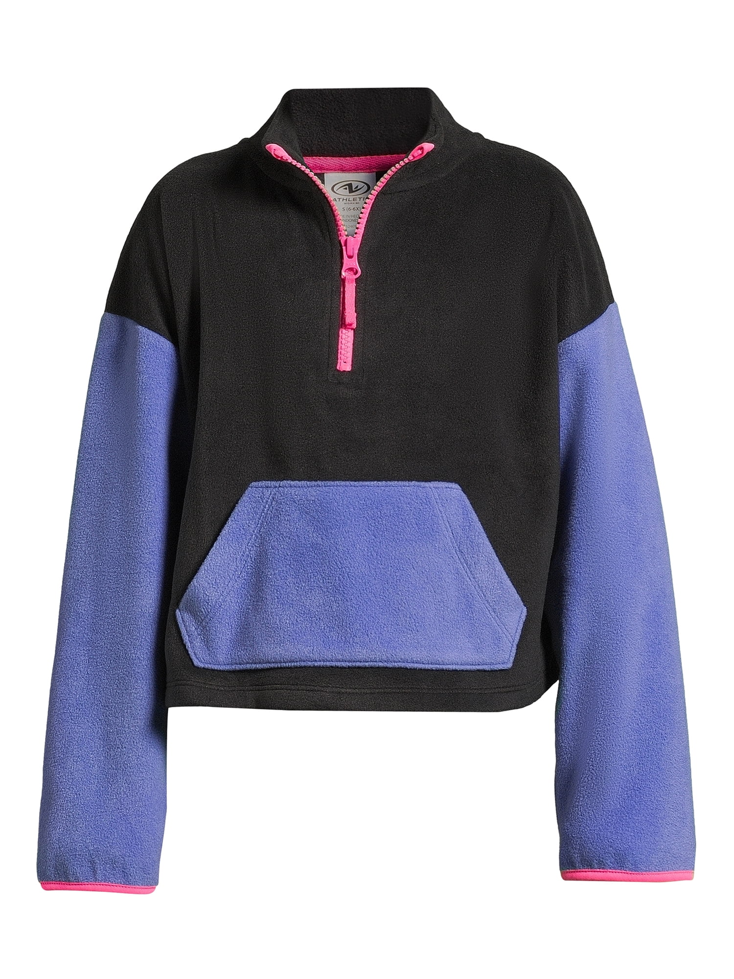 Athletic Works Girls Microfleece Quarter-Zip Pullover, Sizes 4-18 & Plus