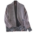 thumbnail image 2 of Ftwytp Womens Knitted Zip Up Jacket Long Sleeve Casual Coats Sportswear Chunky Knitted Cardigan Outwear Crewneck Open Front Knit Coats Plain Streetwear, 2 of 4