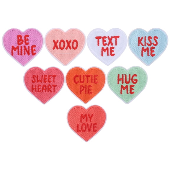 ifundom Heart Applique Patches Assorted Colors for Hats Backpacks Clothing 8 Pieces Fabric Iron-On