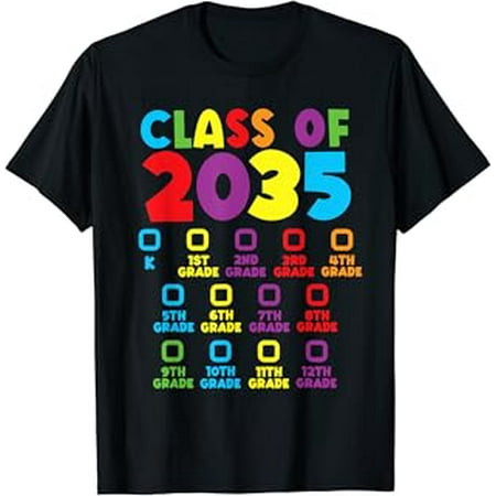 

Class Of 2035 Grow With Me Checklist Kindergarten Handprints T-Shirt