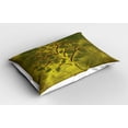 thumbnail image 2 of Tree Pillow Sham Set of 2, Abstract Illustration of a Tiny Tree with Lobed Leaves, Quality Microfiber Bedding Item for All Seasons, 26" x 20", Brown Olive Green, by Ambesonne, 2 of 3