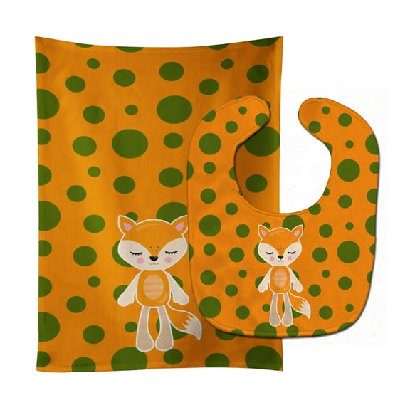 Fox 2 Baby Bib and Burp Cloth