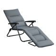 thumbnail image 1 of Outsunny Chaise Longue Pliante avec Coussin, Dossier Réglable, Gris, 1 of 10