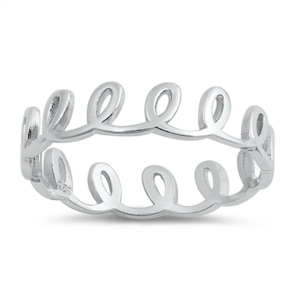 Wave Eternity Loop Whimsical Tiara Ring .925 Sterling Silver Band Jewelry Female Male Unisex Size 7