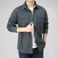 thumbnail image 3 of 100% Cotton Men's Shirt Solid Color Multi-Pocket High Quality Cargo Shirts Fashion Outdoor Casual Long Sleeve Shirts For Men New, 3 of 5