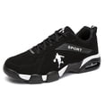 thumbnail image 5 of Men'S Air Cushion Sneakers - Breathable Mesh & PU Upper, Geometric Design, Sporty Look | Comfortable Fit - St. Patrick'S Day Halloween Black/White Colorway for Outdoor Running, Casual Attire,, 5 of 9