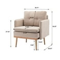 thumbnail image 3 of Velvet Accent Chair, Tufted Fabric Upholstered Sofa Chair with Armrest Design and Padded Cusion, Leisure Single Sofa Vintage Chair with Rose Golden Tapered Feet, Beige, 3 of 7