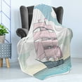 thumbnail image 4 of Vintage Nautical Tattoo Soft Flannel Fleece Throw Blanket, Windjammer Sailboat Dreamy Colors Sea and Sky, Cozy Plush for Indoor and Outdoor Use, 50" x 60", Ivory Pastel Pink, by Ambesonne, 4 of 5