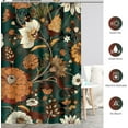 thumbnail image 4 of Extra Long Shower Curtain - Boho Floral Dark Green Bohemian Chic Flowers Botanical Leaves Fabric Cloth Shower Curtain Set with 12 Hooks for Bathroom Decor Accessories Bathtub Curtain, 72"x84", 4 of 4