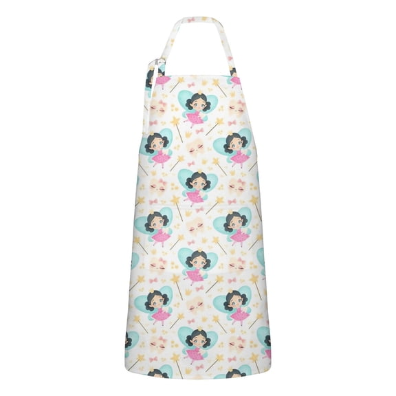 Fairy Tale Princess Pattern Apron-Garden Aprons for Women with Pockets-Cotton Linen Waterproof Kitchen Cooking Gardening Aprons Adjustable for Kitchen,Cooking,BBQ and Salon 33x27 Inch