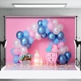 thumbnail image 1 of Pink Blue Arch Balloons Birthday Cake Smash Backdrop, 1 of 6