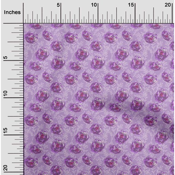 oneOone Cotton Poplin Lavender Fabric Flower Watercolor Sewing Craft Projects Fabric Prints By Yard 42 Inch Wide