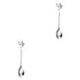 thumbnail image 4 of Cateissary Tenedores de frutas de acero inoxidable de mano con estilo interior escuela oficina restaurante vegetales Muffin cubiertos cuchara de Cuchara de plata 2Conjunto, 4 of 6
