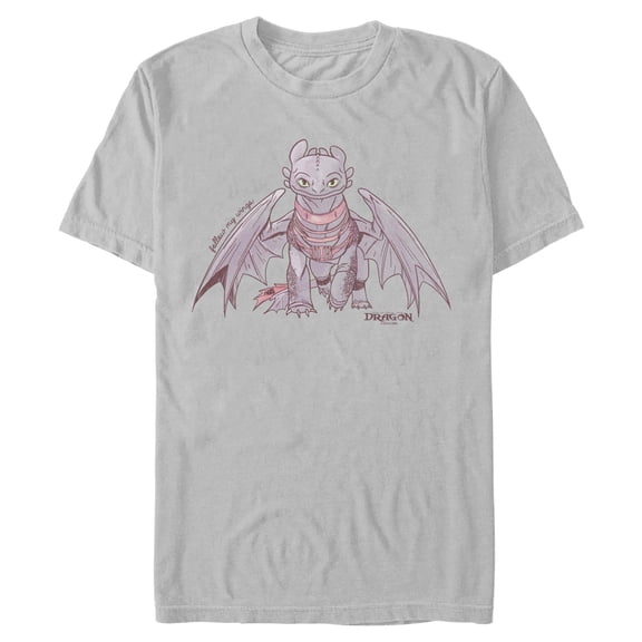 Mens How to Train Your Dragon Follow My Wings Watercolor Toothless Portrait T Shirt