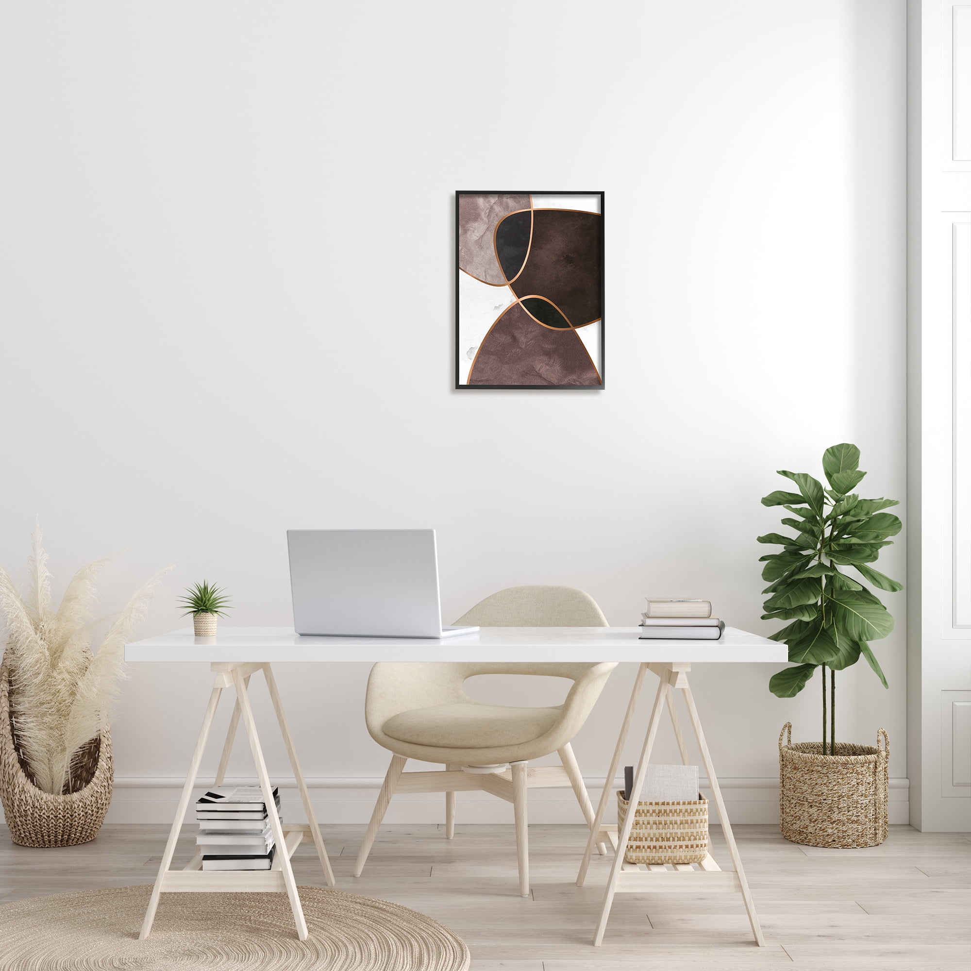 Stupell Indtries Abstract Deco Shapes Layered Contrasting Tones Brown Purple,16 x 20,Design by Design Fabrikken