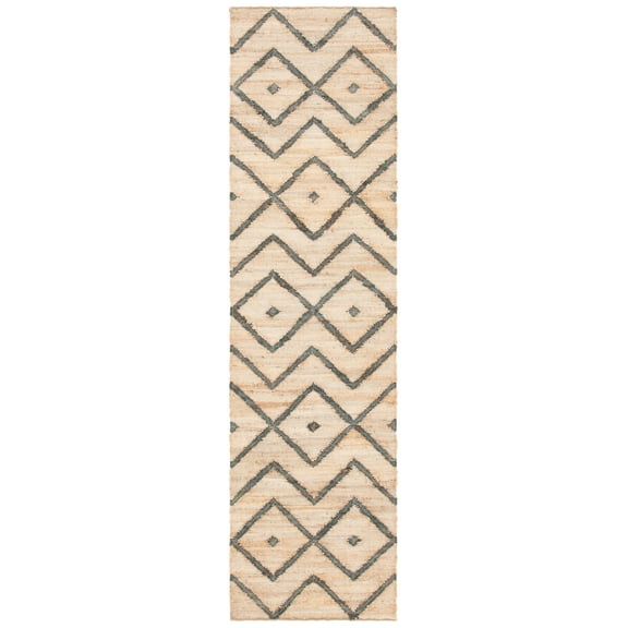 SAFAVIEH Kilim Wesley Geometric Runner Rug, Natural/Charcoal, 2'3" x 13'