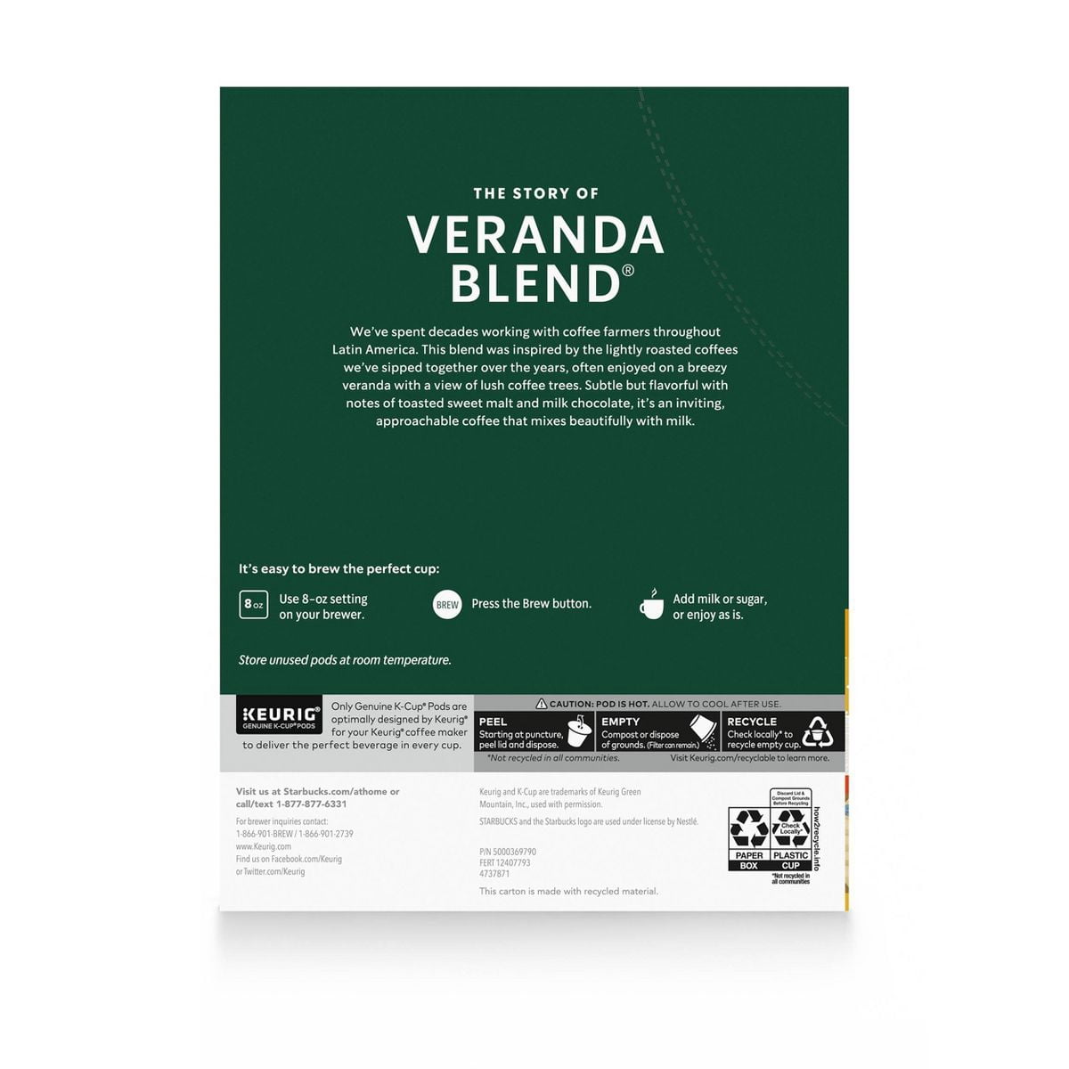 2X - Starbucks Keurig Veranda Blend Blonde Light Roast Coffee Pods - 22 K-Cups