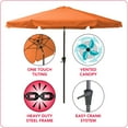 thumbnail image 4 of CorLiving 10ft Large Orange Round, Market Patio umbrella with Side Flaps - Perfect Deck Umbrellas Outside, Table Umbrella for Patio, Standing Patio Table Umbrella, Outdoor Umbrellas for Patio, 4 of 11