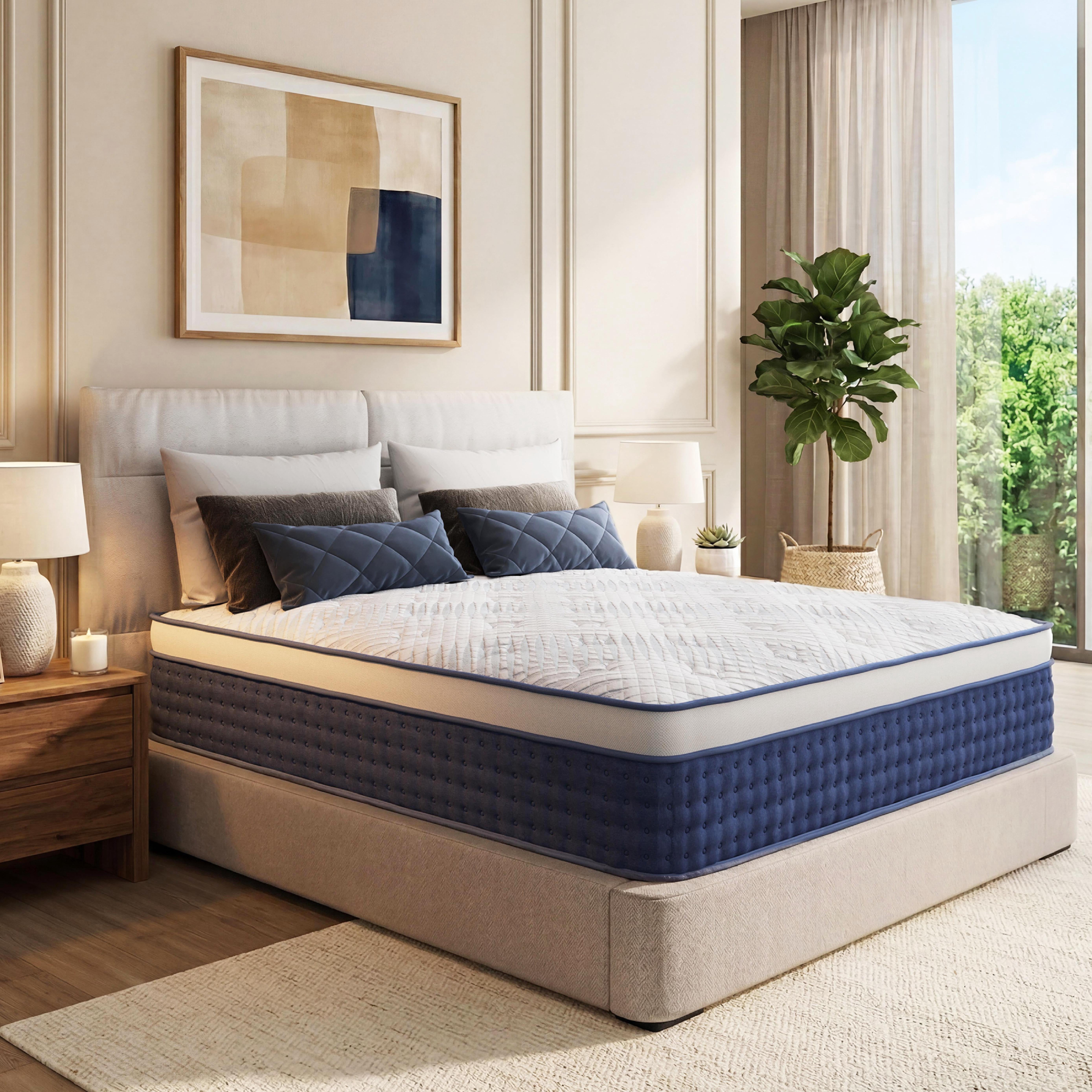 EGOHOME Twin XL 14 inch Hybrid Mattress, Pocketed Springs, Medium, Pressure Relief, Reinforced Edge, Mattress in a Box