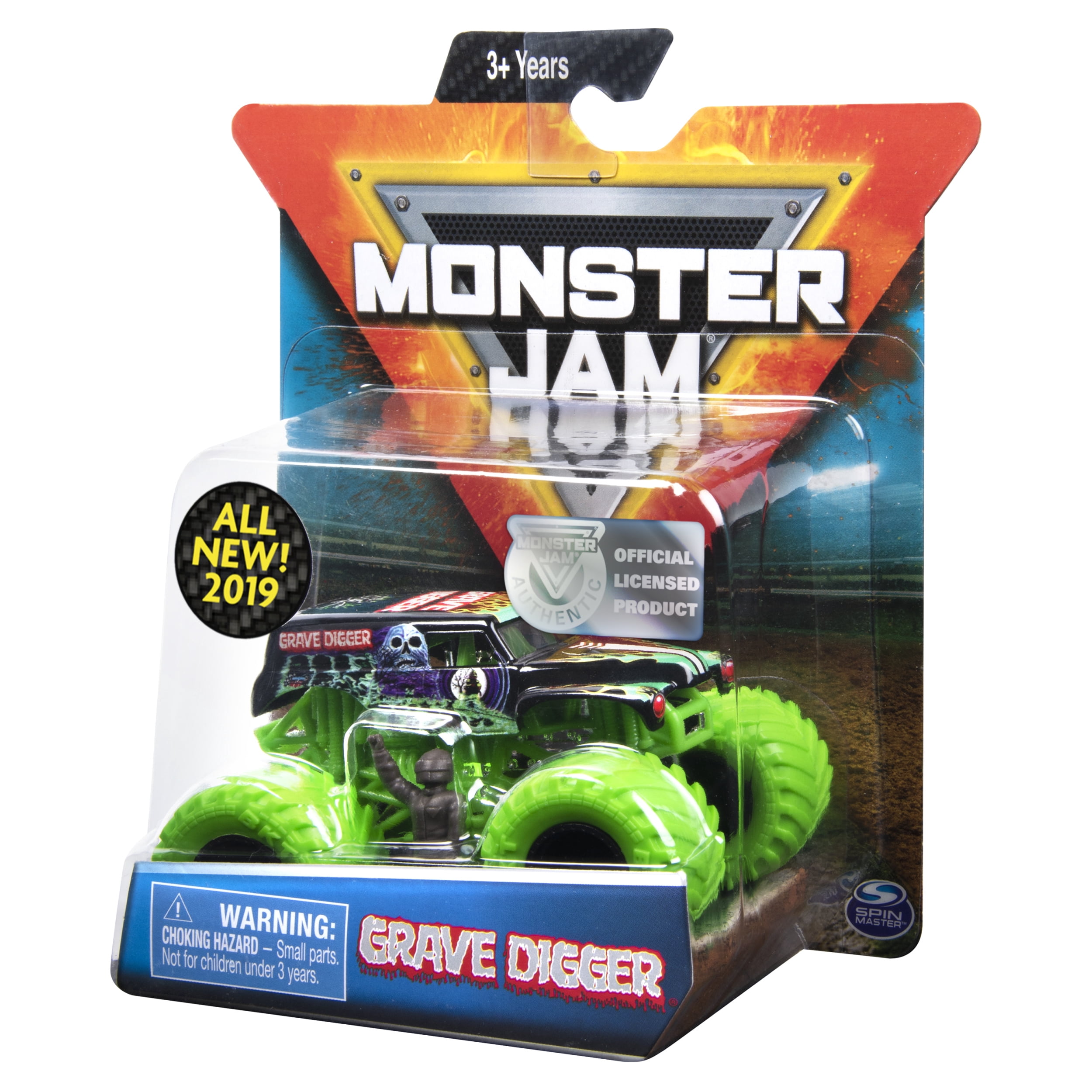 Monster Jam, Official Grave Digger Monster Truck, Die-Cast Vehicle, Nitro Neon Series, 1:64 Scale
