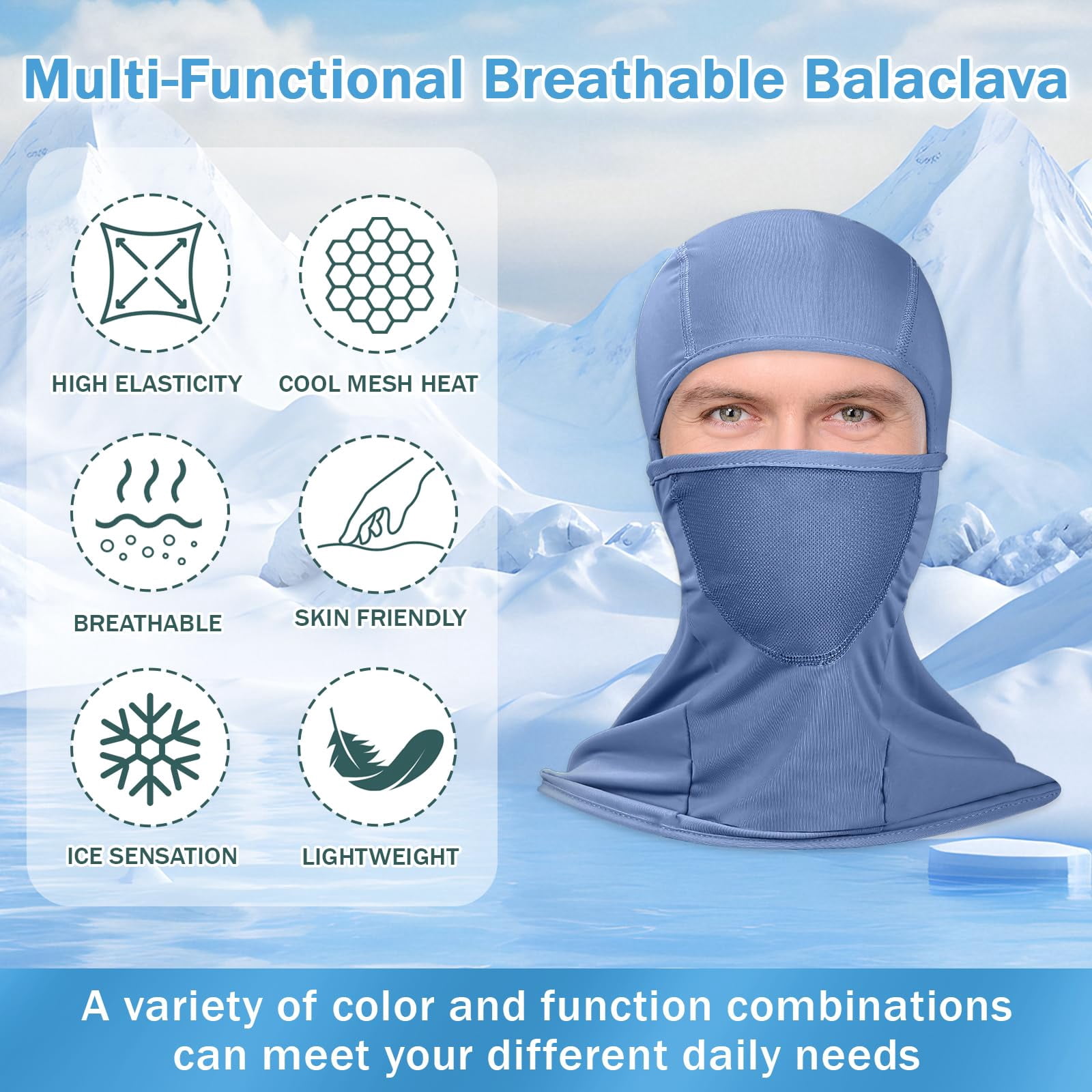 6 Packs Ski Mask Sun Uv Protection Hood Breathable  Balaclava Face For Men Women - Fish