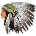 thumbnail image 1 of 5" Native American Tribal Woman Headdress Indigenous Vinyl Sticker, 1 of 1