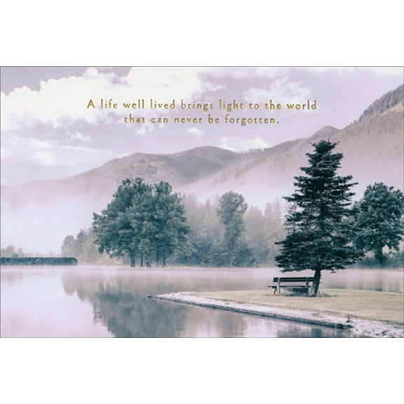 Pictura Lakeside Bench : Mountains and Clouds Sympathy Card