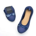 thumbnail image 2 of Deago Women's Foldable Ballet Flats Bowknot Round Toe Comfort Light Weight Slip-On Dress Shoes (Blue), 2 of 10