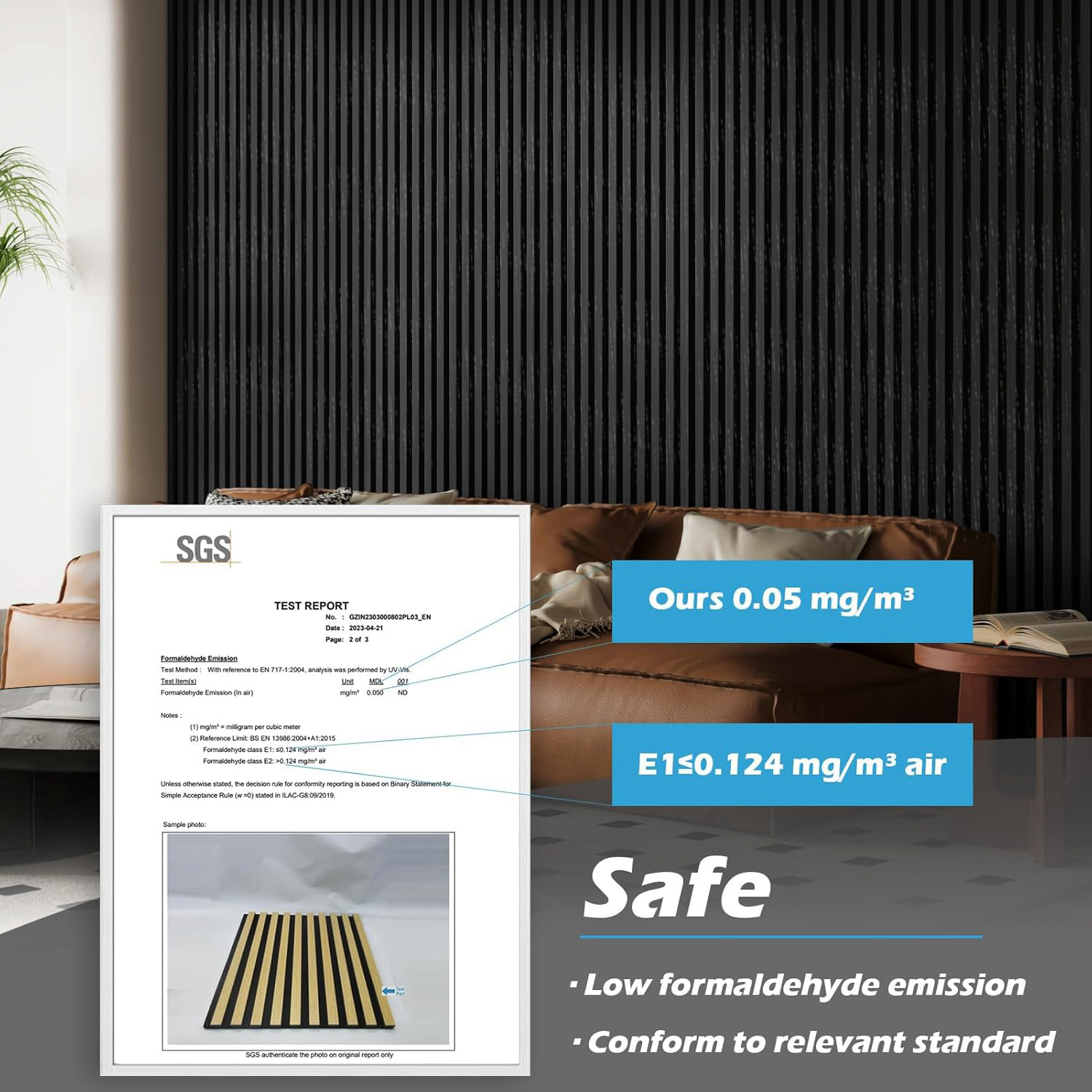 4pcs Wood Slat Acoustic Panels, 47.24" x 11.02"  inch, MDF Accent Wooden Wall Panels for Modern Interior Wall Decor, Faux Wood Wall Board Panels for Noise Reduction, Black
