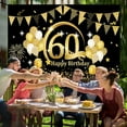 thumbnail image 3 of Happy 60th Birthday Backdrop Large Fabric, Black Gold 60th Birthday Sign Banner, Photo Booth Photography Background with Rope, 60th Birthday Party Decorations, 72.8" x 43.3", 3 of 7