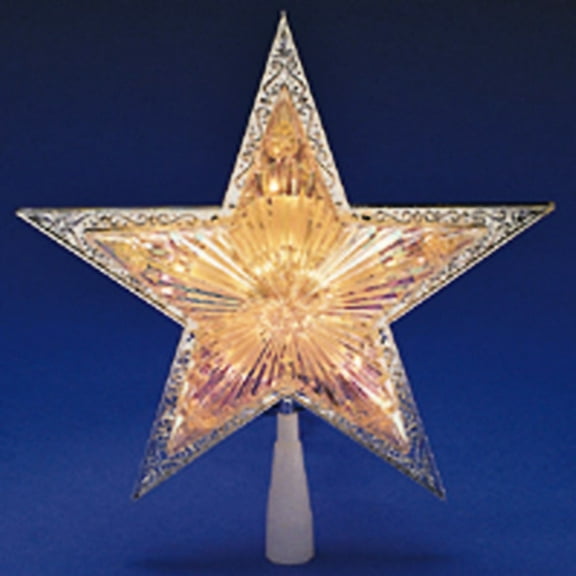 Kurt Adler 10-Light Laser Clear Star Treetop Lights Up Clear Ornaments