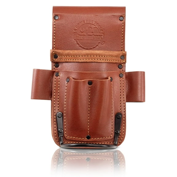 Graintex Ambassador Series Multi Tool Pouch, Hammer Holster, Carpenter, Construction Workers and Electricians. Small Leather Tool Pouch (Chestnut Brown)