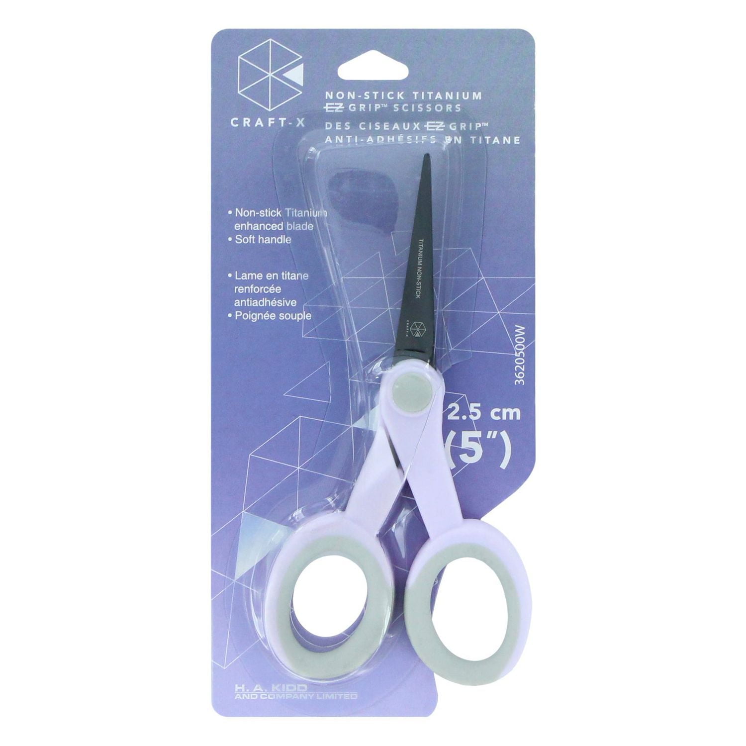 Craft X Ciseaux en titane avec poignées antiadhésives, 5 po (12,7 cm) à micropointe