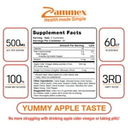 Zammex ACV Gummies, Organic Apple Cider Vinegar Gummies 500mg, Stomach Fat Burner, Keto Gummies, 60 Counts
