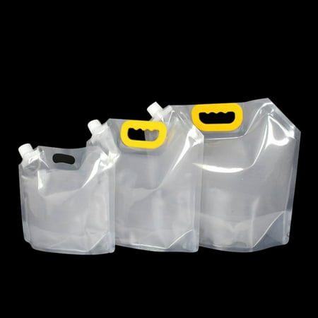 

1.5/2.5/5L Reusable Flask Kit Self-Brewing Beer Packaging Bag Portable Covered Water Liquid Bag with Suction Nozzle Handle Wine clear 2.5L
