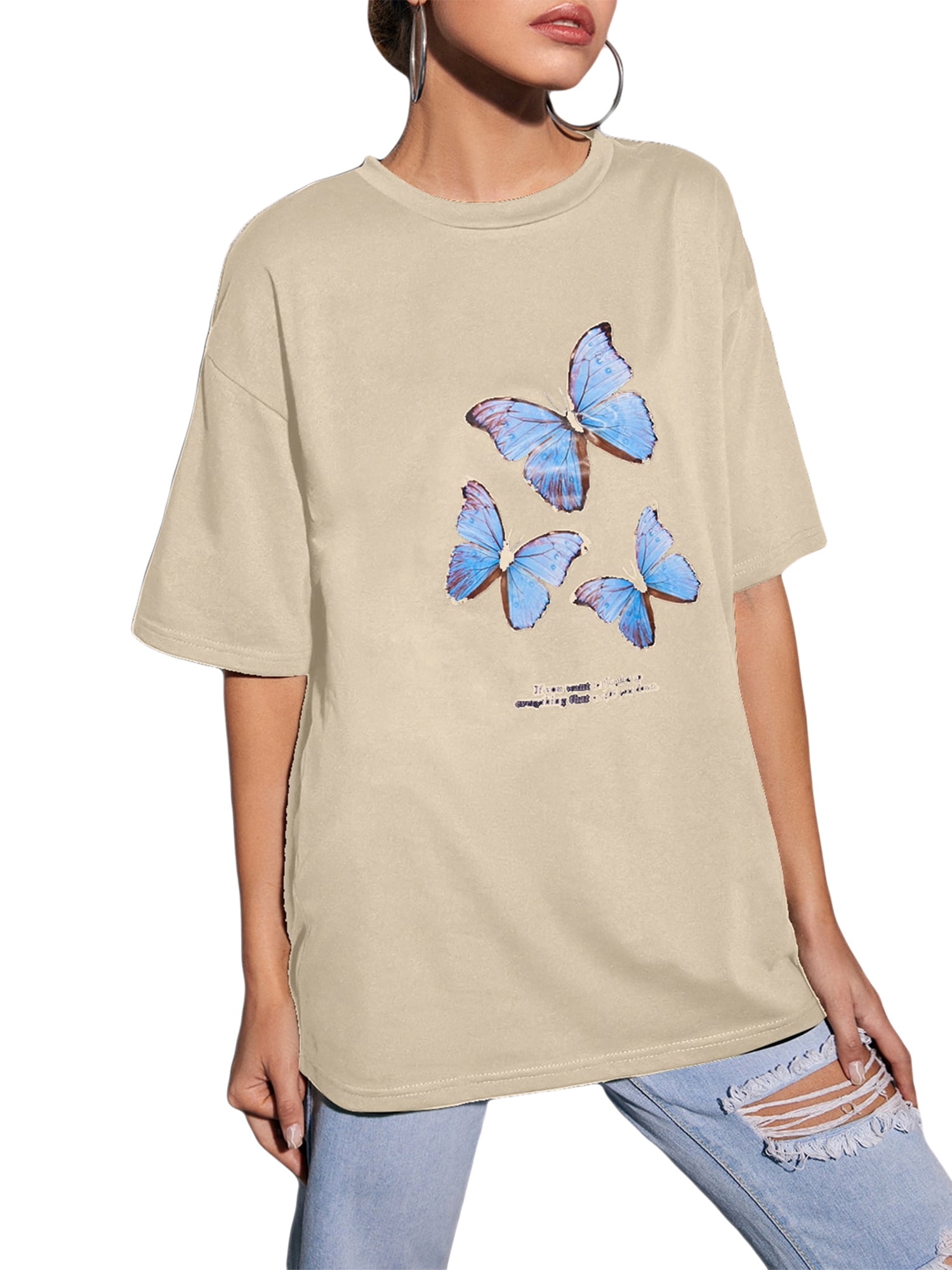 Ladies Organic Cotton T shirt with an attractive butterfly design.
