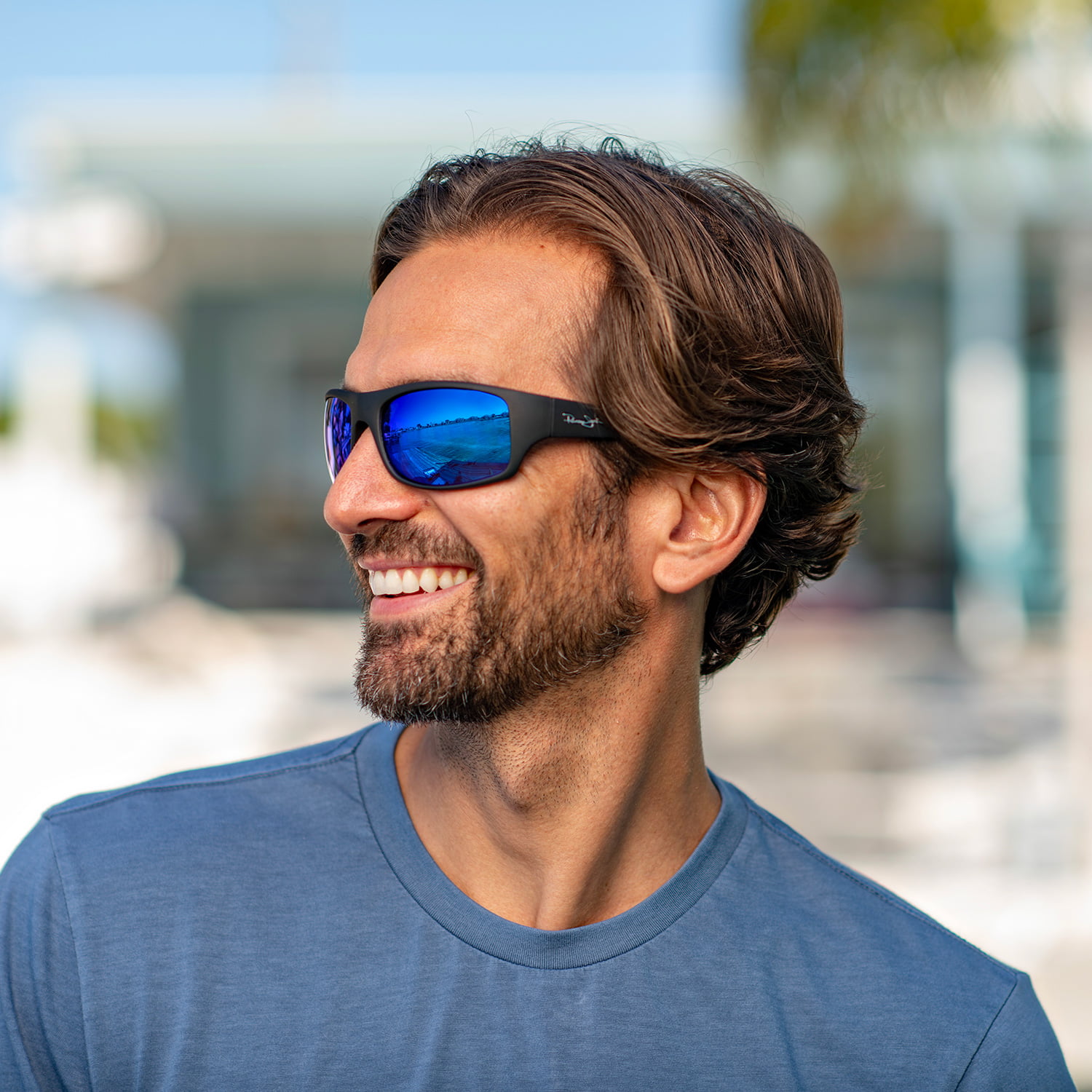 Panama Jack Polarized Wrap Sunglasses - Blue Mirror Impact Resistant  Lenses, 100% UVA - UVB Sun Protection