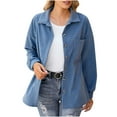 thumbnail image 1 of MeetoTime Veste d'Automne pour Femmes, Décontractée, Ample, Manches Longues, Col à Revers, Boutonnée, 1 of 8