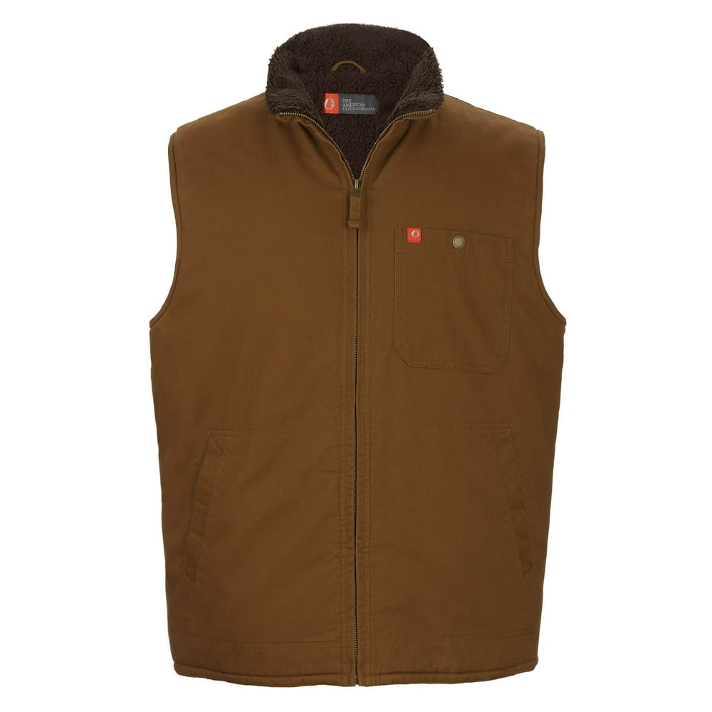 The American Outdoorsman Solid Sherpa Lined Twill Vest for Hiking and