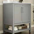 thumbnail image 3 of BizChair 30 Inch Bathroom Vanity with Sink Combo, Storage Cabinet with Soft Close Doors and Open Shelf, Carrara Marble Finish Countertop, Gray/White, 3 of 12