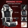 thumbnail image 4 of JONPONY Big and Tall 500LBS Gaming Chair, Ergonomic Design with 2D Armrests,PU Leather with Footrest and Lumbar Support, High Back Office Chair Support 8 Hours Long Sitting, Computer Chair,White, 4 of 8