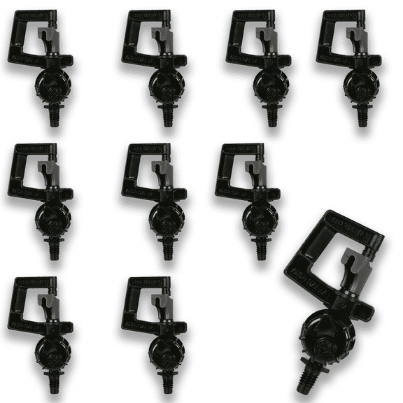 (10) Antelco Vari‑Rotor Sprinkler Spray 360° Black 0.06" Nozzle Adj 10‑32 Thread